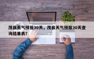 茂县天气预报30天，茂县天气预报30天查询结果表？