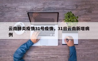 云南肺炎疫情31号疫情，31日云南新增病例