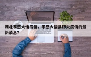 湖北孝感大悟疫情，孝感大悟县肺炎疫情的最新消息？
